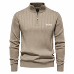 Ribbed Quarter Zip Knit Sweater