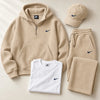 Waffle Quarter-Zip Hoodie Set