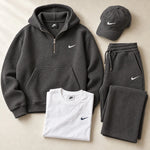 Waffle Quarter-Zip Hoodie Set
