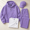 Waffle Quarter-Zip Hoodie Set