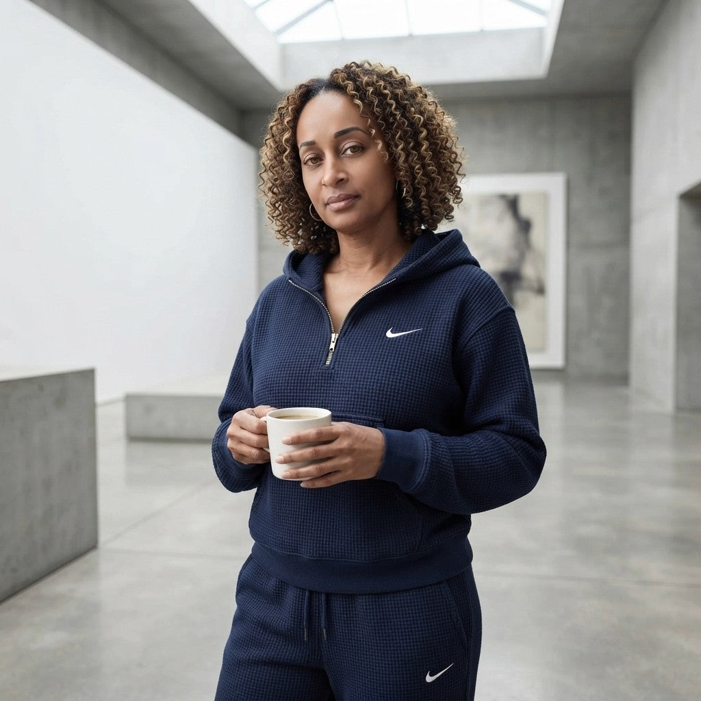 Waffle Quarter-Zip Hoodie Set