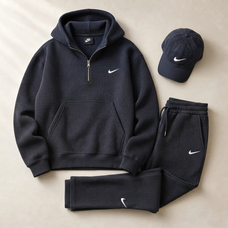Waffle Quarter-Zip Hoodie Set